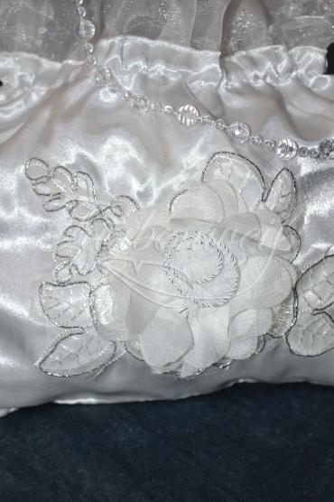 Brautbeutel T0003 - Brautbeutel Brauttasche Satin Organza Spitze Blume 2
