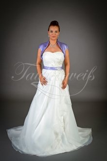 Brautkleid TW0002B - A-Linie mit Bolero lila Organza Spitze Perlen Schleppe