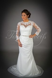 Brautkleid TW0020B - Meerjungfrau Chiffon Spitze Langarm Strassband Knopfleiste